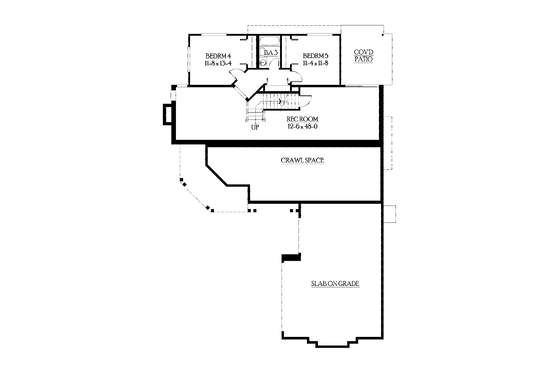 Floor Plan - Lower Floor for Craftsman House Plan #132-399 - 5 bed, 3.5 bath