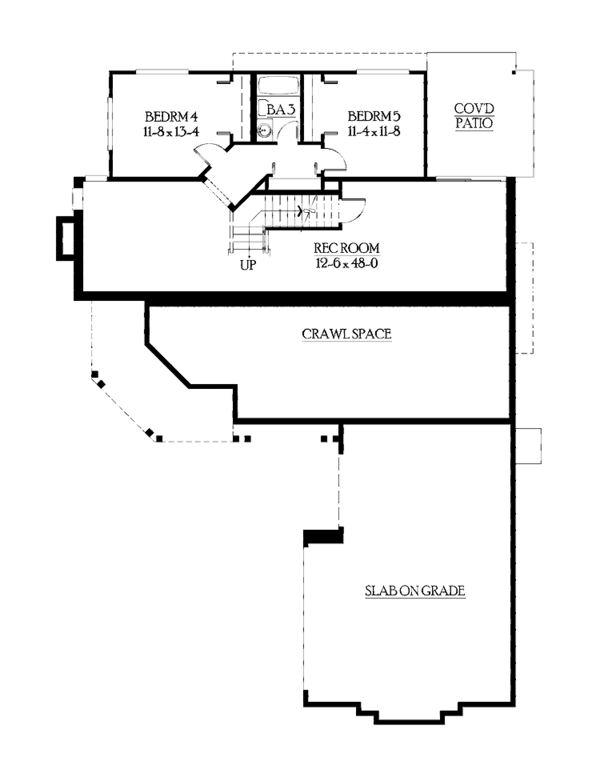 Craftsman Floor Plan - Lower Floor Plan #132-399