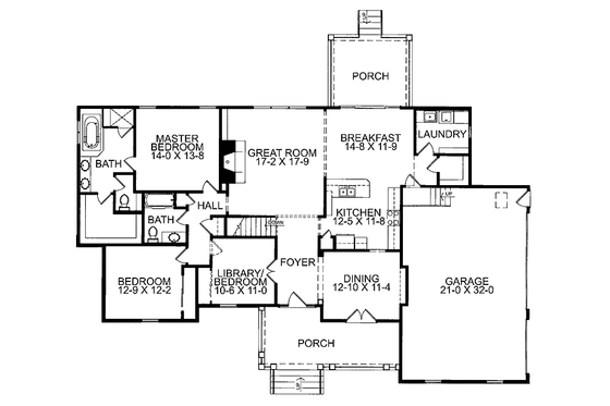 Floor Plan - Main Floor for Country House Plan #46-781 - 3 bed, 2 bath