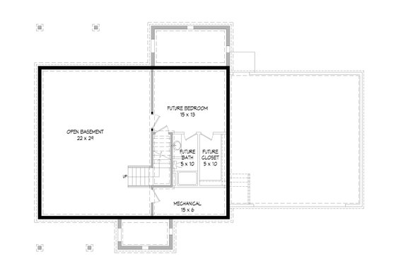 Floor Plan - Lower Floor for Southern House Plan #932-97 - 3 bed, 2.5 bath