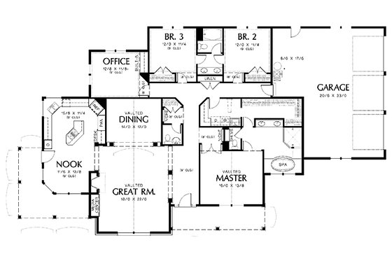 Floor Plan - Main Floor for Traditional House Plan #48-234 - 3 bed, 2.5 bath