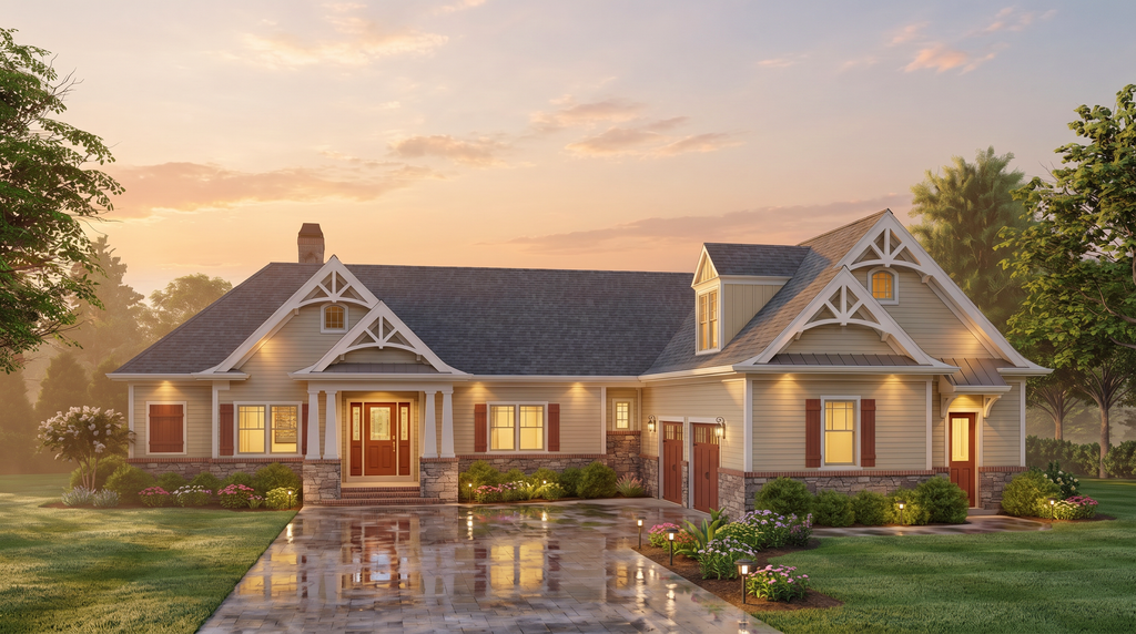 Exterior - Front Elevation 2 for Craftsman House Plan #119-425 - 4 bed, 3.5 bath