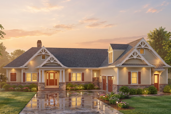 Exterior - Front Elevation for Craftsman House Plan #119-425 - 4 bed, 3.5 bath