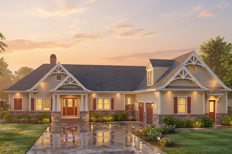 Exterior - Front Elevation 2 for Craftsman House Plan #119-425 - 4 bed, 3.5 bath