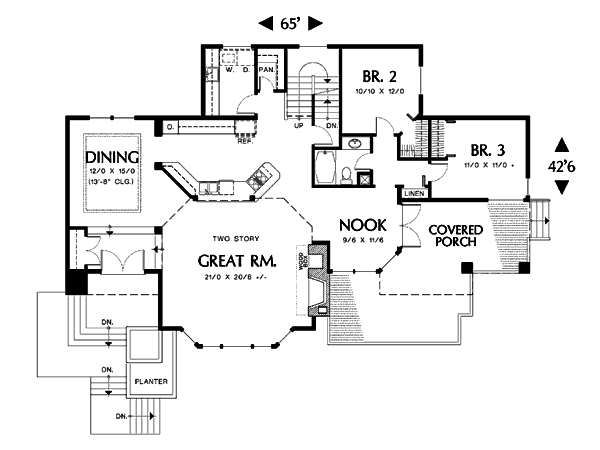 Architectural House Design - Prairie Floor Plan - Main Floor Plan #48-402