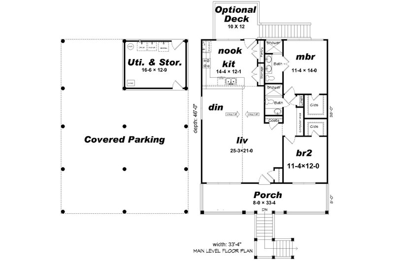 Dream House Plan - Floor Plan - Main Floor for Beach House Plan #932-105 - 2 bed, 2 bath