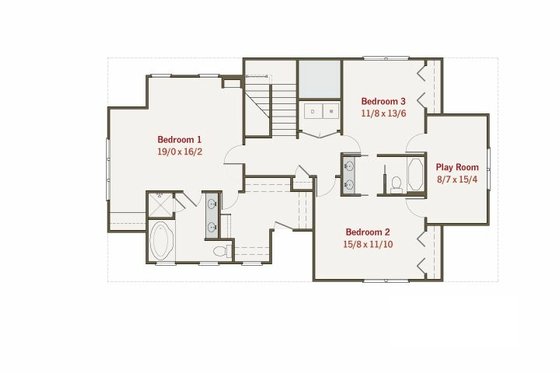 Floor Plan - Upper Floor for Craftsman House Plan #461-11 - 4 bed, 3 bath