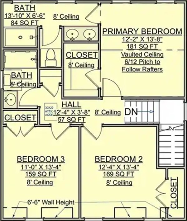 Architectural House Design - Floor Plan - Upper Floor for Farmhouse House Plan #1116-55 - 3 bed, 2.5 bath
