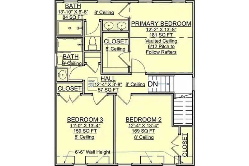 Architectural House Design - Floor Plan - Upper Floor for Farmhouse House Plan #1116-55 - 3 bed, 2.5 bath