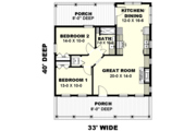 Traditional Style House Plan - 2 Beds 1 Baths 890 Sq/Ft Plan #44-223 