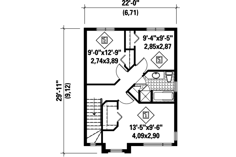 Dream House Plan - Floor Plan - Upper Floor for Contemporary House Plan #25-4506 - 3 bed, 1 bath