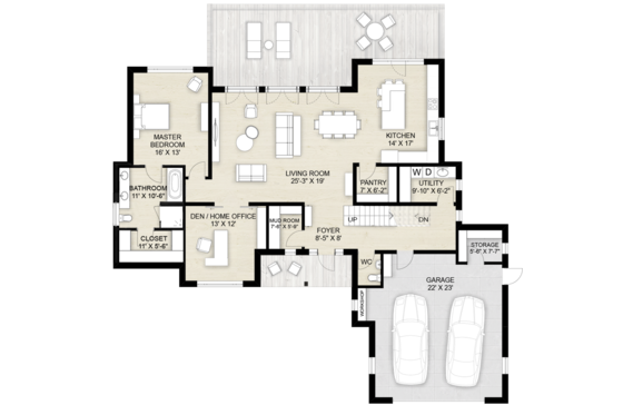 Floor Plan - Main Floor for Contemporary House Plan #924-13 - 3 bed, 2.5 bath