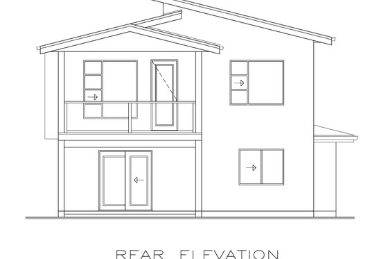 Exterior - Rear Elevation for Contemporary House Plan #1100-38 - 3 bed, 2 bath