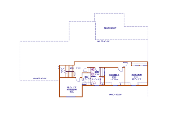 Floor Plan - Upper Floor for Farmhouse House Plan #1089-8 - 4 bed, 2.5 bath