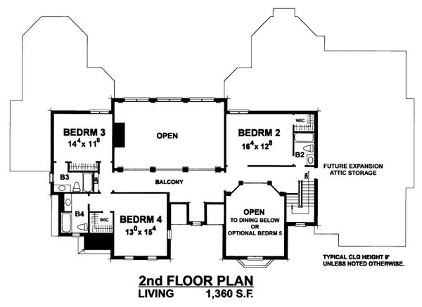 House Plan Design - European Floor Plan - Upper Floor Plan #20-2318