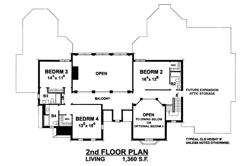 Home Plan - Floor Plan - Upper Floor for European House Plan #20-2318 - 4 bed, 4.5 bath