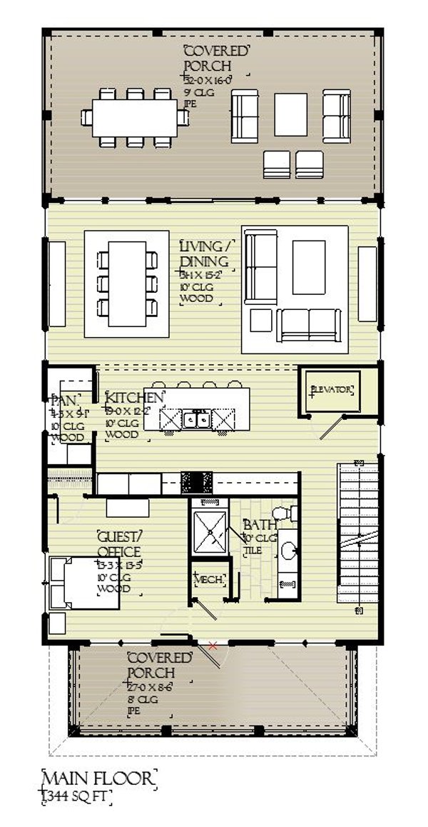 Beach Floor Plan - Main Floor Plan #901-160