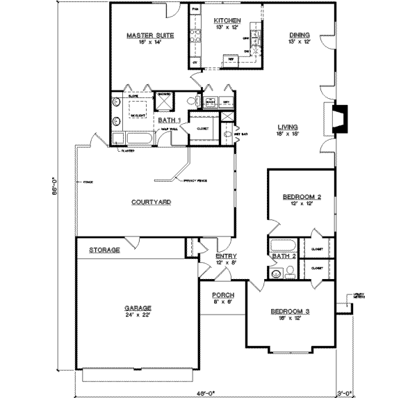 Architectural House Design - Traditional Floor Plan - Main Floor Plan #45-188