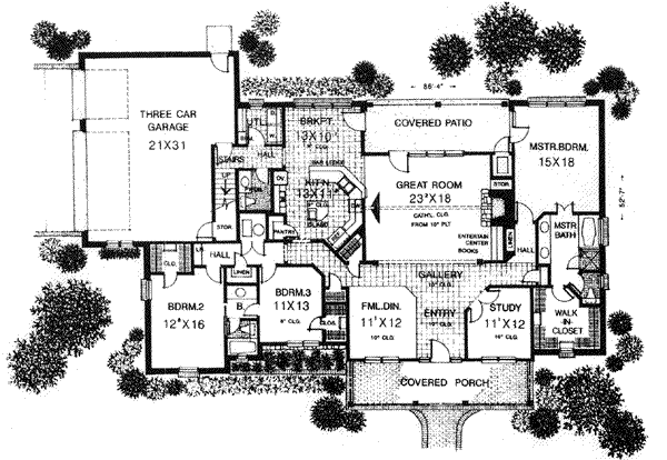 Traditional Style House Plan - 3 Beds 2.5 Baths 2711 Sq/Ft Plan #310 ...