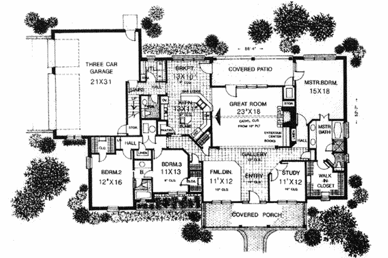 Dream House Plan - Floor Plan - Main Floor for Traditional House Plan #310-549 - 3 bed, 2.5 bath