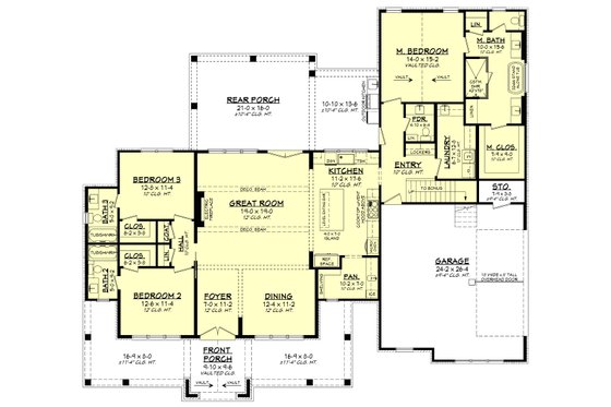 Floor Plan - Main Floor for Farmhouse House Plan #430-418 - 3 bed, 3.5 bath