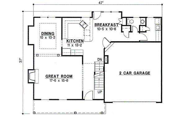 Colonial Floor Plan - Main Floor Plan #67-493