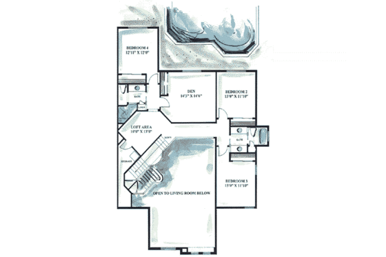 Floor Plan - Upper Floor for European House Plan #27-266 - 4 bed, 3.5 bath