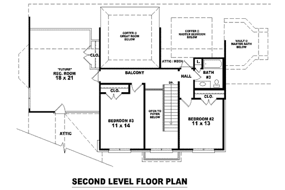 Floor Plan - Upper Floor for European House Plan #81-1143 - 3 bed, 3 bath