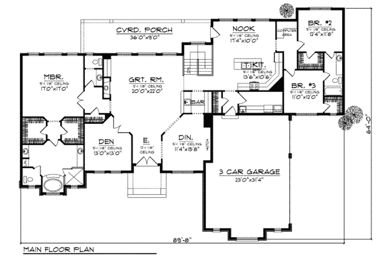 Home Plan - Floor Plan - Main Floor for European House Plan #70-721 - 3 bed, 2.5 bath