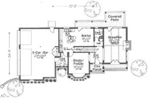 Floor Plan - Main Floor for European House Plan #310-321 - 3 bed, 2.5 bath