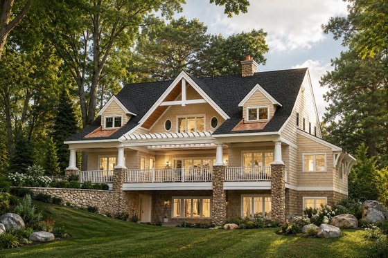 Exterior - Rear Elevation for Craftsman House Plan #928-21 - 5 bed, 4 bath