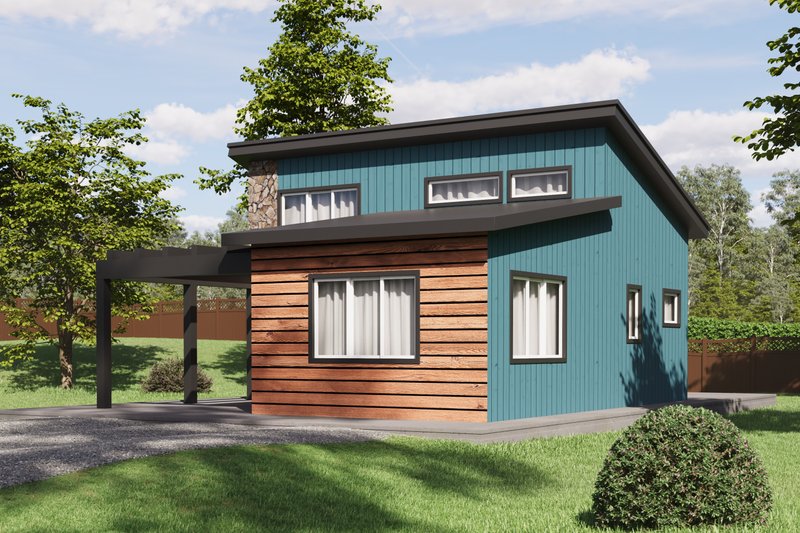 House Blueprint - Exterior - Front Elevation 3 for Cabin House Plan #1106-115 - 1 bed, 1 bath