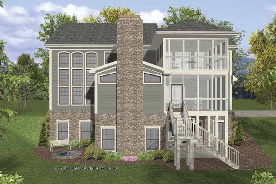 Exterior - Rear Elevation for Traditional House Plan #56-679 - 4 bed, 4 bath