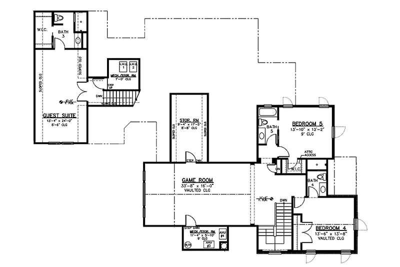 Architectural House Design - Floor Plan - Upper Floor for European House Plan #1019-5 - 5 bed, 5 bath