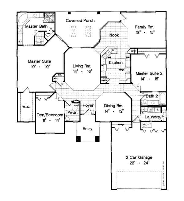 Architectural House Design - Mediterranean Floor Plan - Main Floor Plan #417-611