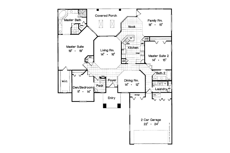 Home Plan - Floor Plan - Main Floor for Mediterranean House Plan #417-611 - 3 bed, 2.5 bath