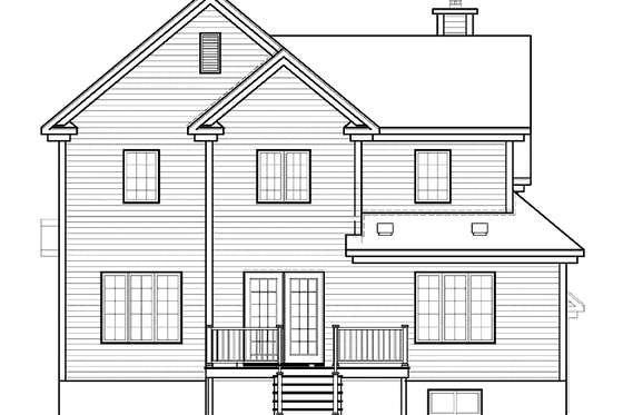 Exterior - Rear Elevation for Country House Plan #23-2542 - 3 bed, 1.5 bath