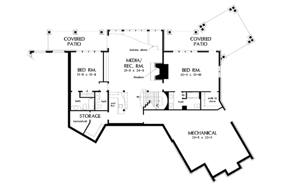 Floor Plan - Lower Floor for Craftsman House Plan #929-340 - 5 bed, 4 bath