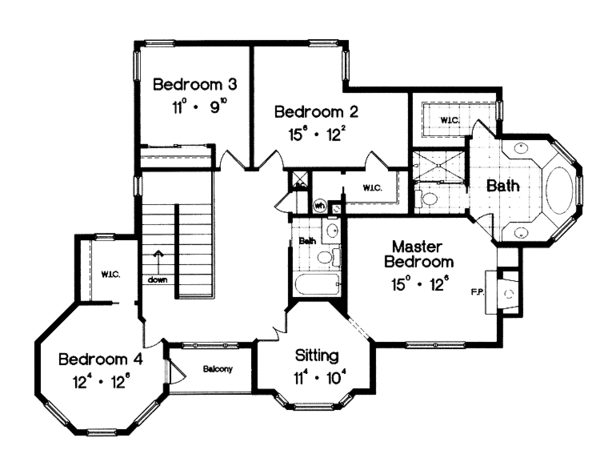 Architectural House Design - Victorian Floor Plan - Upper Floor Plan #417-668