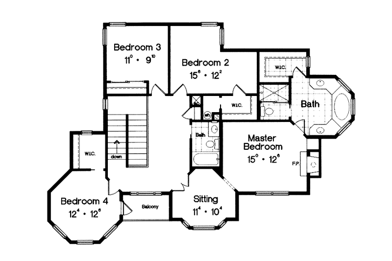 Dream House Plan - Floor Plan - Upper Floor for Victorian House Plan #417-668 - 4 bed, 2.5 bath