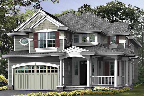 Exterior - Front Elevation 3 for Craftsman House Plan #132-404 - 3 bed, 3.5 bath