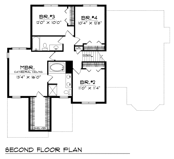 Traditional Floor Plan - Upper Floor Plan #70-385
