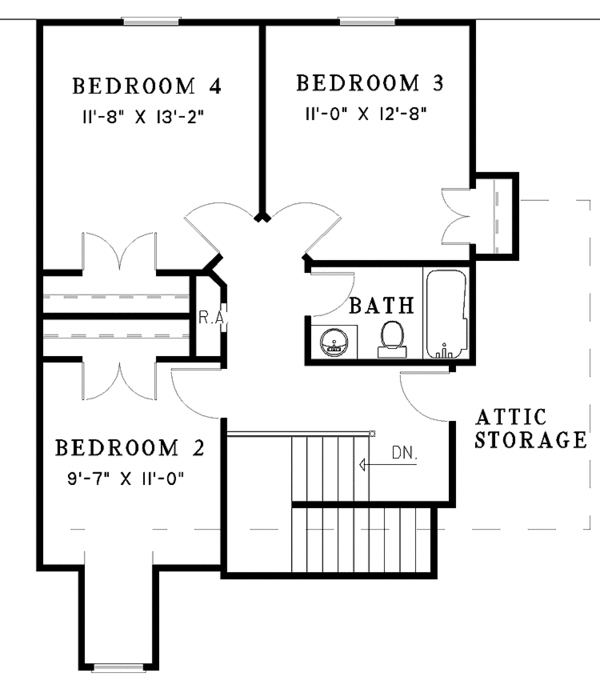 House Plan Design - Country Floor Plan - Upper Floor Plan #17-3091
