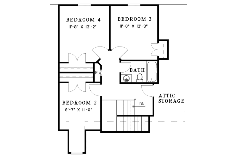 Architectural House Design - Floor Plan - Upper Floor for Country House Plan #17-3091 - 4 bed, 2.5 bath