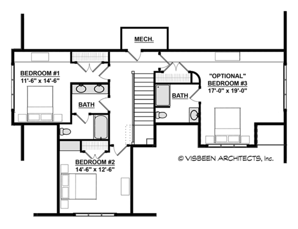Traditional Floor Plan - Upper Floor Plan #928-288