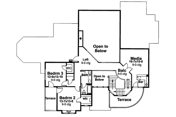 Floor Plan - Upper Floor for Country House Plan #120-212 - 4 bed, 3.5 bath