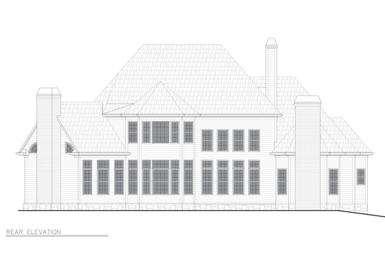 Exterior - Rear Elevation 1 for Traditional House Plan #54-702 - 4 bed, 4 bath