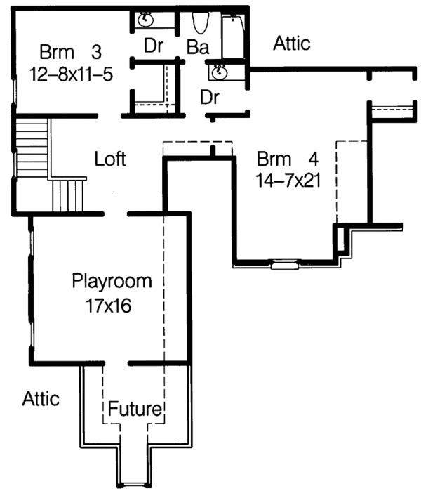 House Blueprint - Country Floor Plan - Upper Floor Plan #15-387