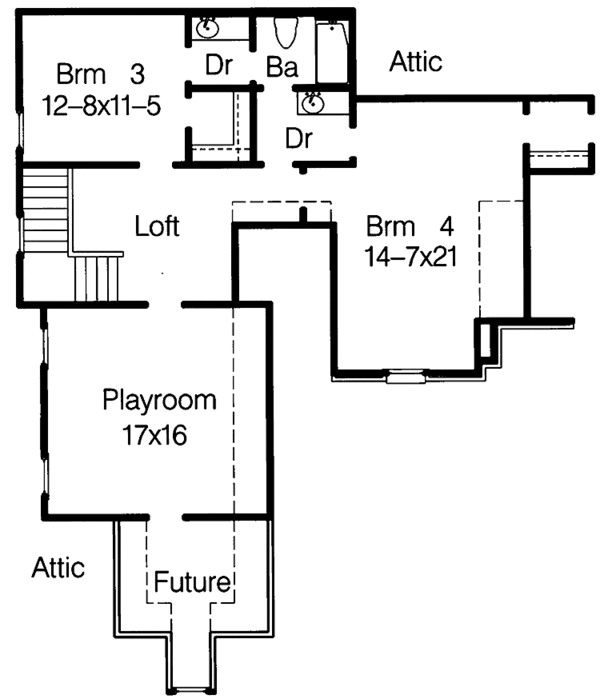 House Plan Design - Country Floor Plan - Upper Floor Plan #15-387