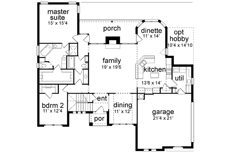 Home Plan - Floor Plan - Main Floor for European House Plan #84-709 - 4 bed, 3 bath